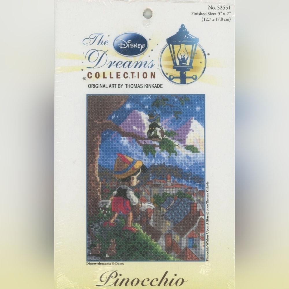 Disney Dreams Thomas Kinkade Collection Pinocchio Cross Stitch Kit New